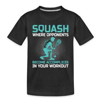 Joueur de squash Joueur de squash Joueur de tennis Raquetball Spor - T-shirt bio Premium Enfant - noir - Devant