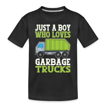 Juste un garçon qui aime les camions à ordures - T-shirt bio Premium Enfant - noir - Devant