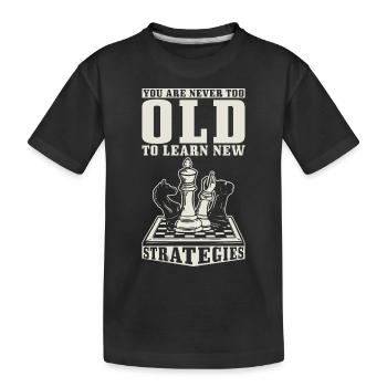 Schachspieler Schachbrettstratege sagt Schach - Kinder Premium Bio T-Shirt - Schwarz - Vorne