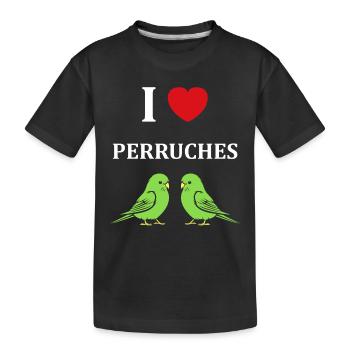 Oiseaux perruches humour petite perruche - T-shirt bio Premium Enfant - noir - Devant