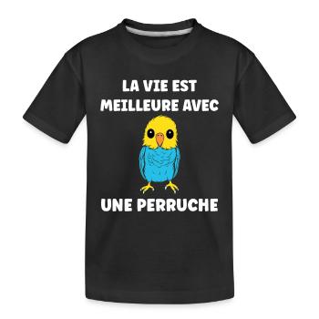 Oiseaux perruches humour petite perruche - T-shirt bio Premium Enfant - noir - Devant