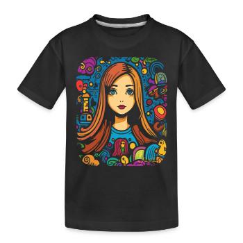 Niedliche Skizze von Lisa, Mona und den Spielzeuge - Kinder Premium Bio T-Shirt - Schwarz - Vorne