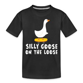Silly geese on the loose - Kids' Premium Organic T-Shirt - black - Front