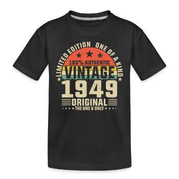 75. Geburtstag Vintage 1949 - Kinder Premium Bio T-Shirt - Schwarz - Vorne