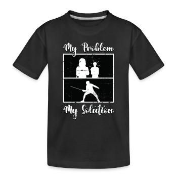 Fencer My Problem My Solution Pictogram Mom Dad - Kinder Premium Bio T-Shirt - Schwarz - Vorne