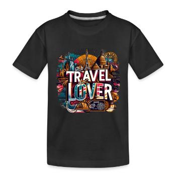 Reisebegeisterung mit ikonischen Wahrzeichen - Kinder Premium Bio T-Shirt - Schwarz - Vorne