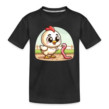 Producteur de ferme de vers de poulet - T-shirt bio Premium Enfant - noir - Devant