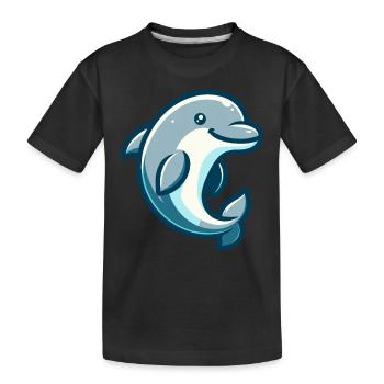 Delphin-Figur - Kinder Premium Bio T-Shirt - Schwarz - Vorne