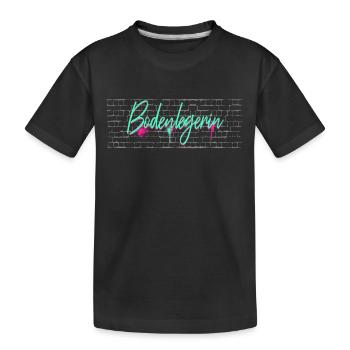 Parkett-Teppich Abschluss-Geschenk Bodenlegerin - Kinder Premium Bio T-Shirt - Schwarz - Vorne