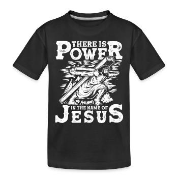 Le pouvoir au nom de Jésus Vintage 1 Croix 3 - T-shirt bio Premium Enfant - noir - Devant