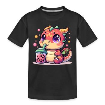 Boba Tea Dragon Kawaii - Kids' Premium Organic T-Shirt - black - Front
