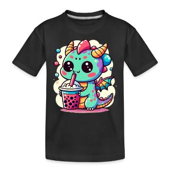Boba Tea Dragon Kawaii - Kids' Premium Organic T-Shirt - black - Front