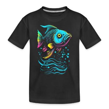 Fisch Vector Art Neon Glow - Kinder Premium Bio T-Shirt - Schwarz - Vorne