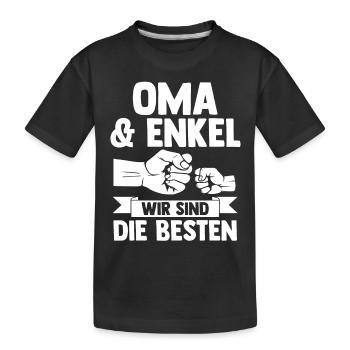 Oma Großmutter und Enkel - Kinder Premium Bio T-Shirt - Schwarz - Vorne