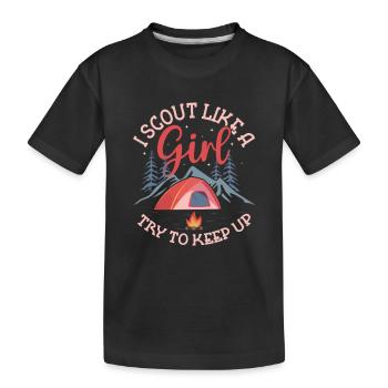 Scouting Girl Power: Keep Up Challenge - Kinder Premium Bio T-Shirt - Schwarz - Vorne