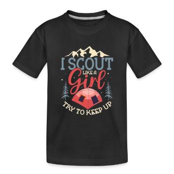 Trailblazing Girl Scout: Dare to Keep Up - Kinder Premium Bio T-Shirt - Schwarz - Vorne