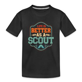 Scout Life Perfection: Better Adventures Tee - Kinder Premium Bio T-Shirt - Schwarz - Vorne