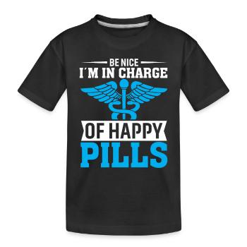 Soyez gentil, je m’occupe des pilules du bonheur - T-shirt bio Premium Enfant - noir - Devant