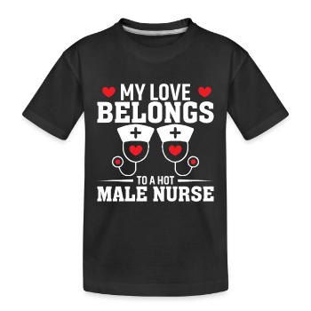 Mon amour appartient à une infirmière chaude - T-shirt bio Premium Enfant - noir - Devant