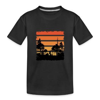 Retro-Sonnenuntergang und Bäume - Kinder Premium Bio T-Shirt - Schwarz - Vorne
