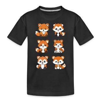 Renard amour Petit panda roux - T-shirt bio Premium Enfant - noir - Devant