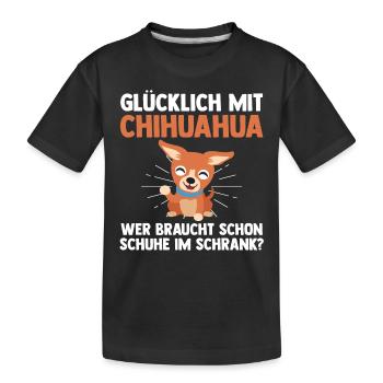 Hund Chihuahua - Kinder Premium Bio T-Shirt - Schwarz - Vorne