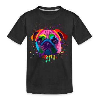 Bunter Mopskopf - Kinder Premium Bio T-Shirt - Schwarz - Vorne