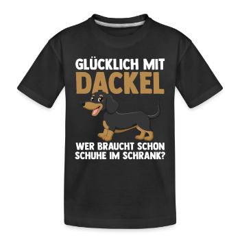 Hund Dachshund Dackel - Kinder Premium Bio T-Shirt - Schwarz - Vorne