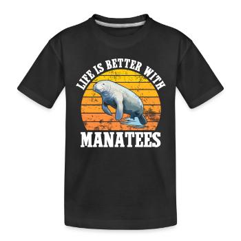 La vie est meilleure avec les lamantins, les animaux aquatiques - T-shirt bio Premium Enfant - noir - Devant