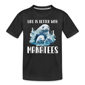 La vie est meilleure avec les lamantins, les animaux aquatiques - T-shirt bio Premium Enfant - noir - Devant