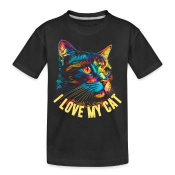Ich liebe meine Katze - Kinder Premium Bio T-Shirt - Schwarz - Vorne