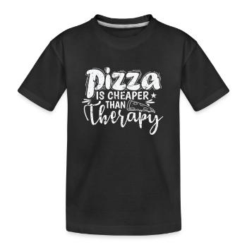 La pizza est moins chère que le salami thérapeutique - T-shirt bio Premium Enfant - noir - Devant