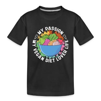 Végétalien Amoureux du régime Ma passion Mon véganisme Sans viande - T-shirt bio Premium Enfant - noir - Devant