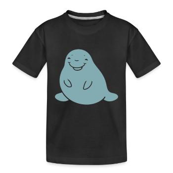 Lustige einfache minimalistische kleine Seekuh - Kinder Premium Bio T-Shirt - Schwarz - Vorne