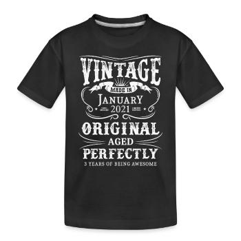 Vintage Made In January 2021 3 Years Of Being - Kinder Premium Bio T-Shirt - Schwarz - Vorne