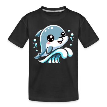 Entzückende Delfinliebhaber-Grafik - Verspieltes Meeresleben - Kinder Premium Bio T-Shirt - Schwarz - Vorne