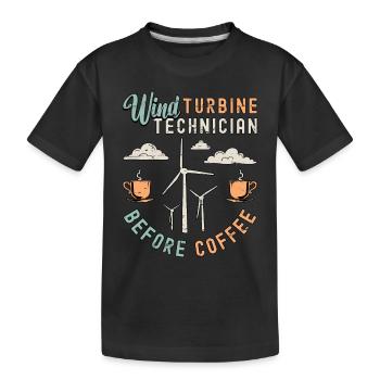 Wind Turbine Technician Before Windmill Coffee - Kinder Premium Bio T-Shirt - Schwarz - Vorne