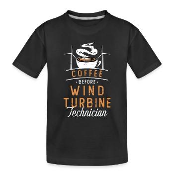 Wind Turbine Tech Coffee Windmill Coffee Lover - Kinder Premium Bio T-Shirt - Schwarz - Vorne