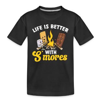 S'more Campfire Marshmallow Camping - Kids' Premium Organic T-Shirt - black - Front
