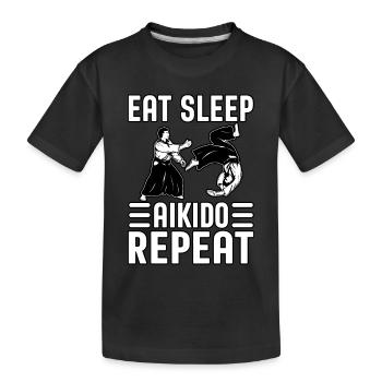 Manger Dormir Aïkido Répéter - T-shirt bio Premium Enfant - noir - Devant