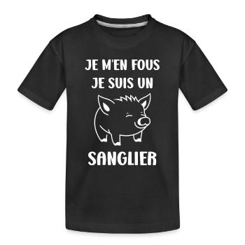Humour petit sanglier - T-shirt bio Premium Enfant - noir - Devant