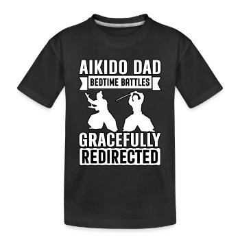 Aikido Papa Schlafenszeitkämpfe anmutig umgeleitet - Kinder Premium Bio T-Shirt - Schwarz - Vorne