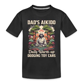 L’aïkido de papa échauffement quotidien esquiver les voitures jouets - T-shirt bio Premium Enfant - noir - Devant