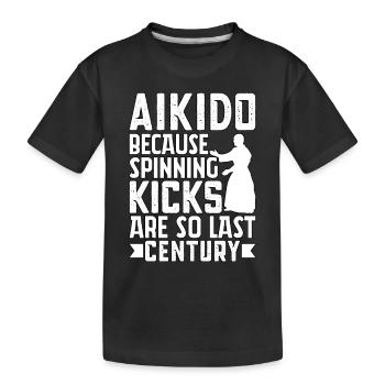 Aikido, weil Tritte so aus dem letzten Jahrhundert stammen - Kinder Premium Bio T-Shirt - Schwarz - Vorne