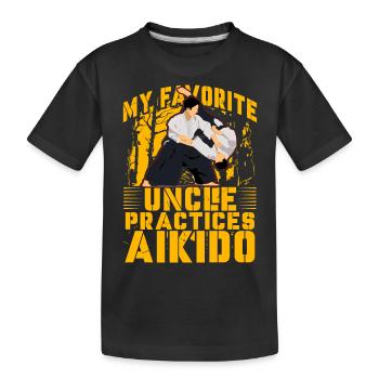 Mein Lieblingsonkel trainiert Aikido - Kinder Premium Bio T-Shirt - Schwarz - Vorne
