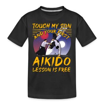 Touch my Son et votre première leçon d’Aïkido est gratuite - T-shirt bio Premium Enfant - noir - Devant