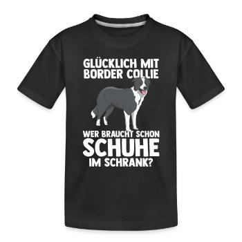 Hund Border Collie - Kinder Premium Bio T-Shirt - Schwarz - Vorne