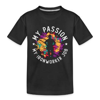 Monteur de charpentes métalliques Ma passion Mon métier de ferronnier d’acier Métallurgie - T-shirt bio Premium Enfant - noir - Devant