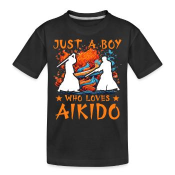 Juste un garçon qui aime l’aïkido - T-shirt bio Premium Enfant - noir - Devant