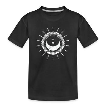 Moon with Shapes Night Sky Globe - Kids' Premium Organic T-Shirt - black - Front